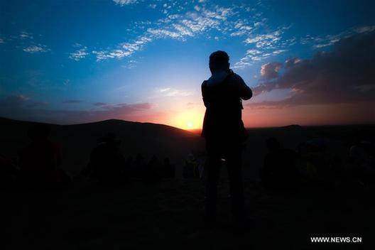 Sunset scenery seen in Dunhuang, NW China