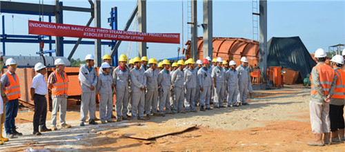 Boiler drum of Parit Baru Coal Fired Steam Power Plant hoisted successfully