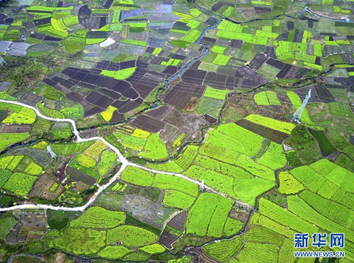 Aerial views of Luocheng Mulam autonomous county