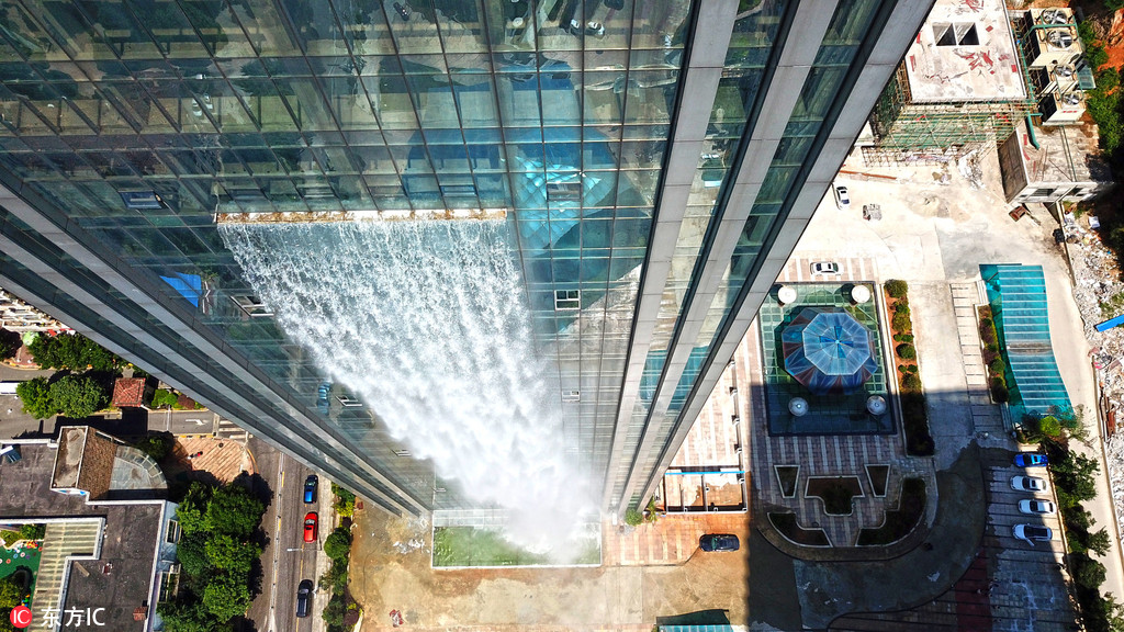 Artificial waterfall makes a splash in Guizhou