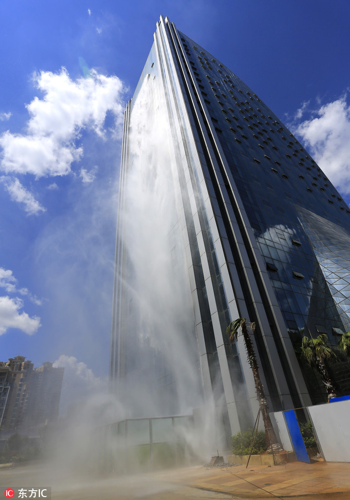 Artificial waterfall makes a splash in Guizhou