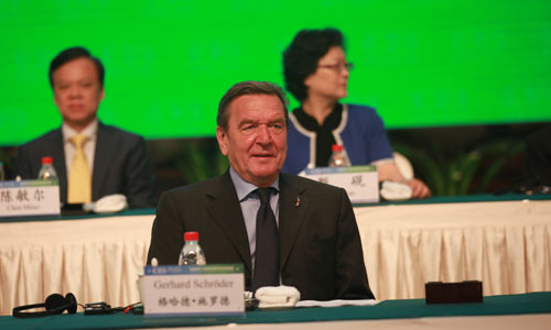 Gerhard Schroeder attends eco-forum