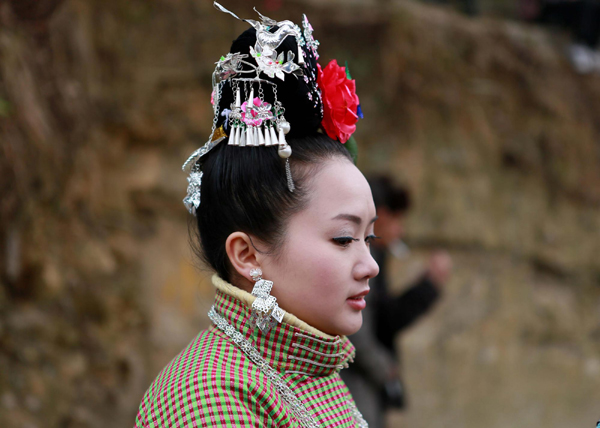 People in Danzhai dress up to celebrate Spring Festival