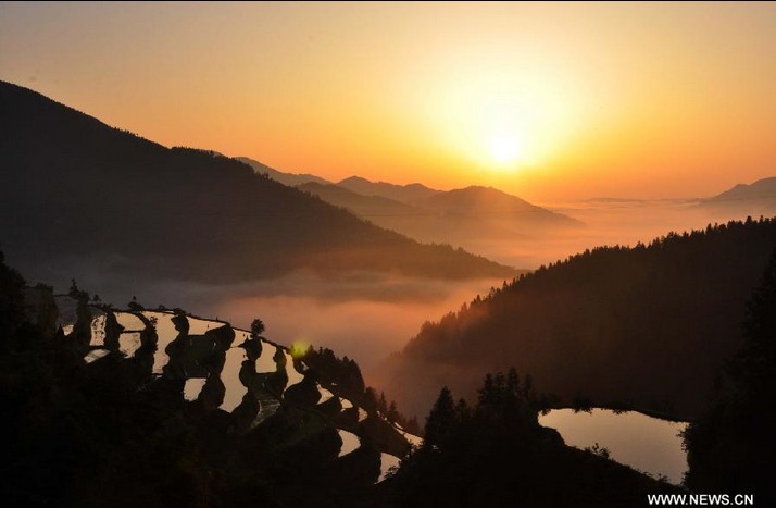 Beautiful sea of clouds scenery in China's Guizhou