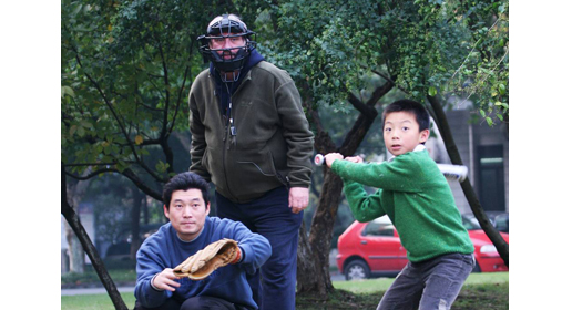 Chuck coaches baseball in Hangzhou