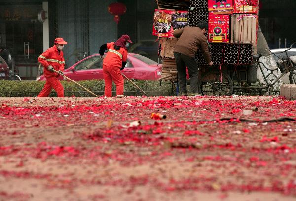 Local companies set off firecrackers for good fortune