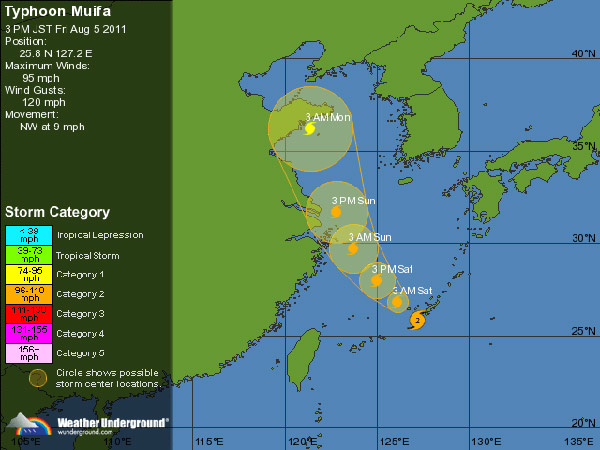 Muifa likely to land in E China over weekend