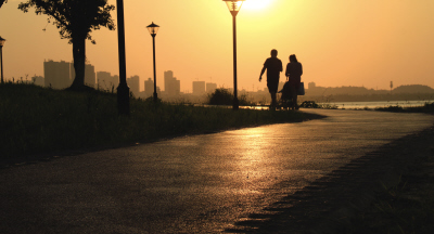 Changsha county illuminated under the glow of sunset