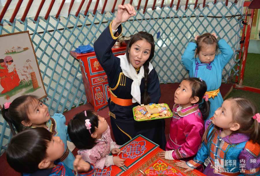 Traditional Mongolian culture taught in kindergarten