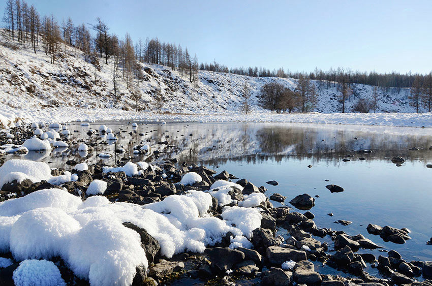 Ice-free stream flows across Arxan