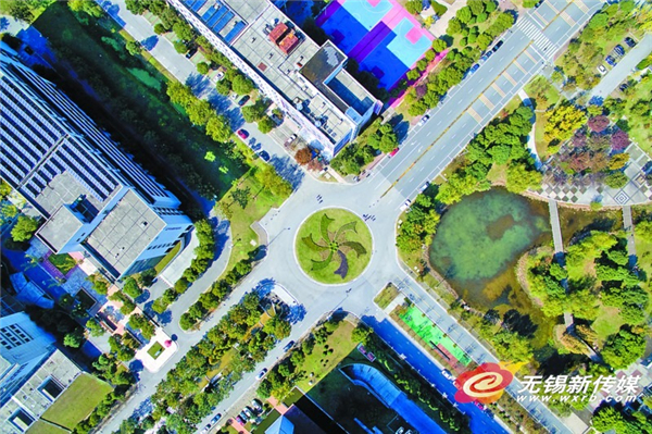 Bird's-eye view of colorful landscape in Wuxi