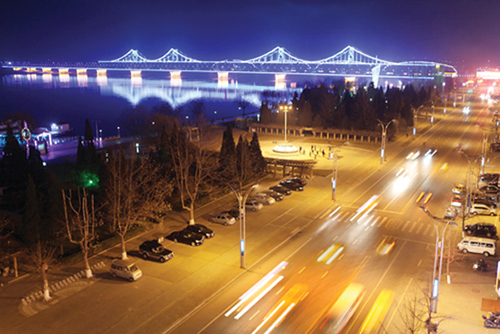 Beautiful Yalu River at night