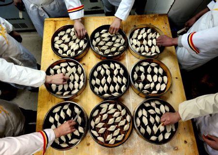 Chinese traditional custom: Taste dumplings on Winter Solstice