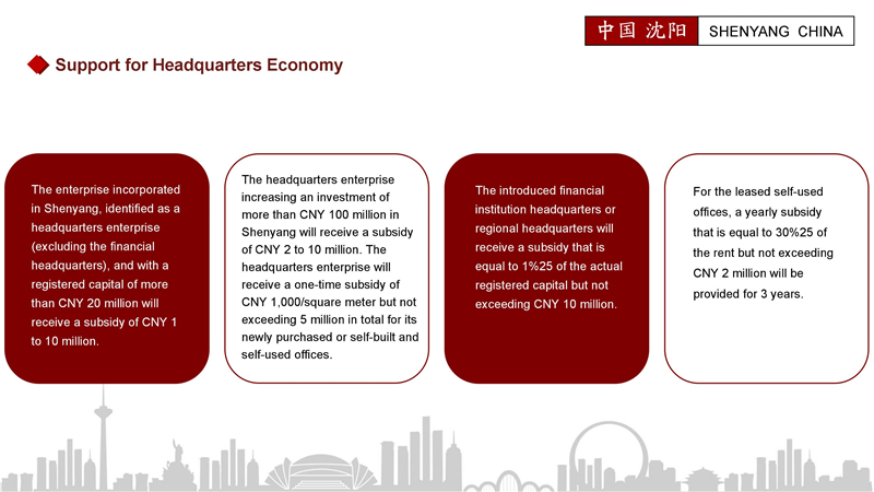 Major investment policies in Shenyang