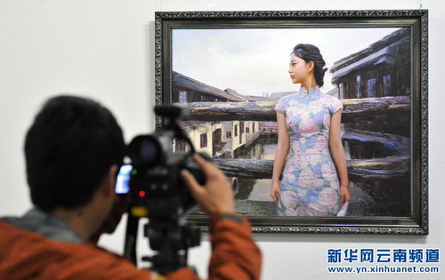 North Korean oil painting show in Kunming