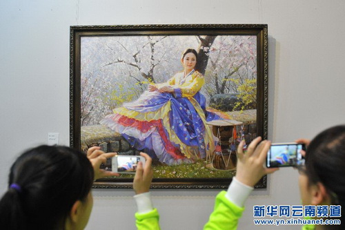 North Korean oil painting show in Kunming