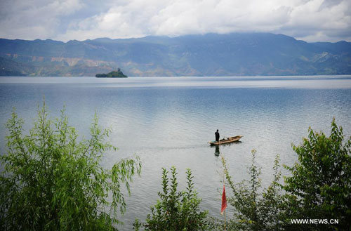 Beautiful scenery of Lugu Lake in SW China's Yunnan