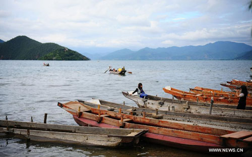 Beautiful scenery of Lugu Lake in SW China's Yunnan