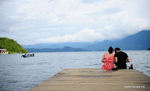 Beautiful scenery of Lugu Lake in SW China's Yunnan