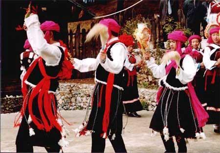 Naxi dance protected in courtyard of Lijiang