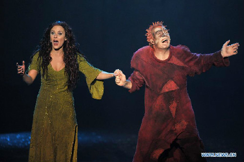 Actors perform musical Notre-Dame de Paris