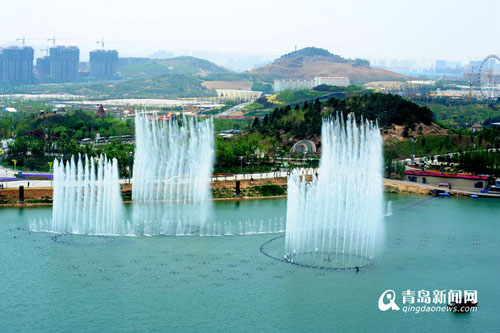 Musical fountain entertains Qingdao expo visitors