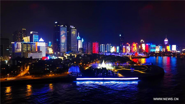 Fushan Bay lightened up with lights in Qingdao