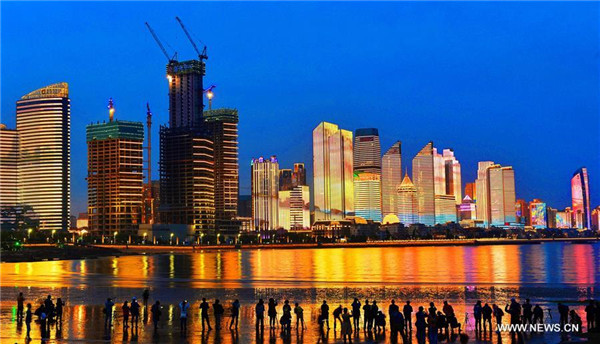 Night view of Qingdao, host city of upcoming SCO summit