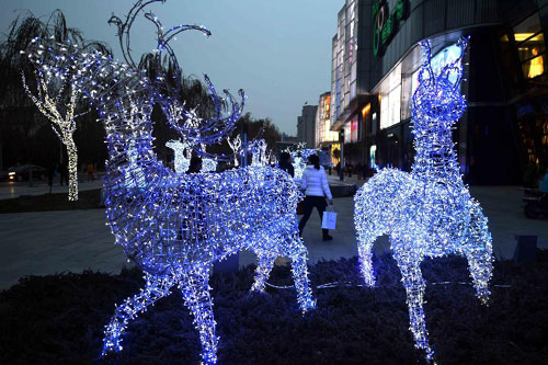 Christmas decorations seen in downtown Jinan