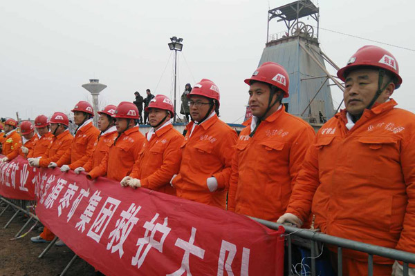 Rescue work at the collapsed gypsum mine in East China