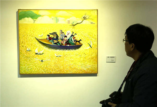 Shandong artist escapes reality through his paintings