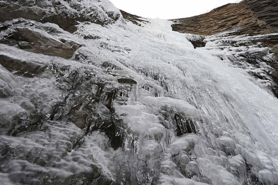 Scenery of icy waterfall in Shandong