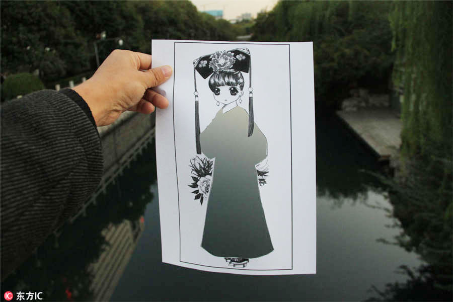 Paper-cut of ancient girl 'travels' in Jinan