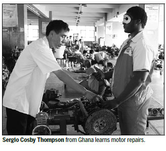 African student impresses with motor repairs and language skills