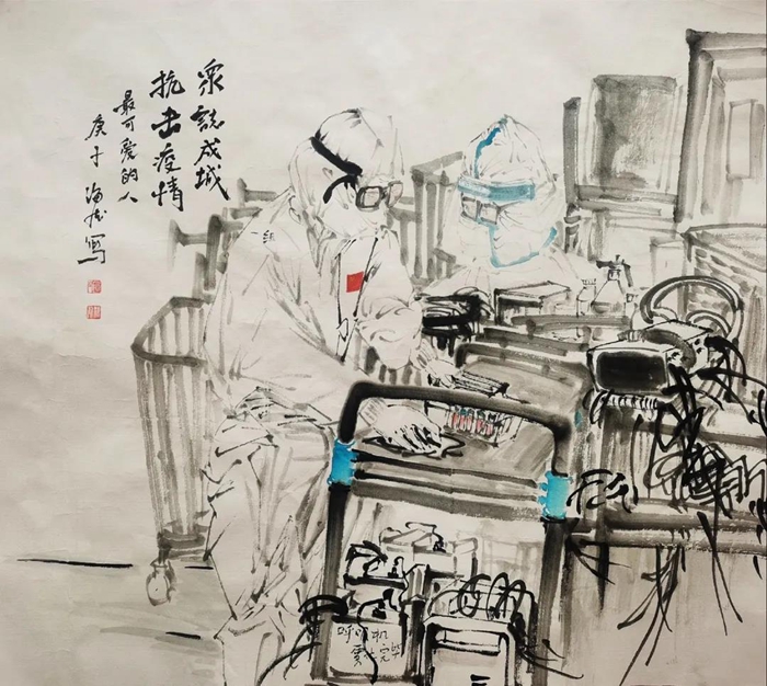 Shandong artists honor front-line medics with paintings