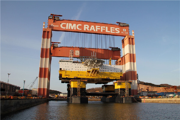 Yantai CIMC shipyard completes deep sea rig assembly