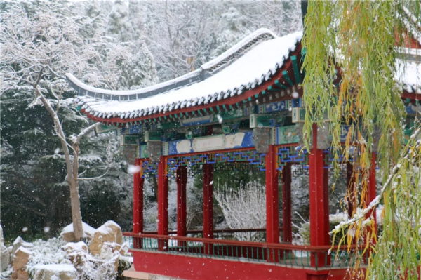 ​Snow falls on Nanshan Mountain