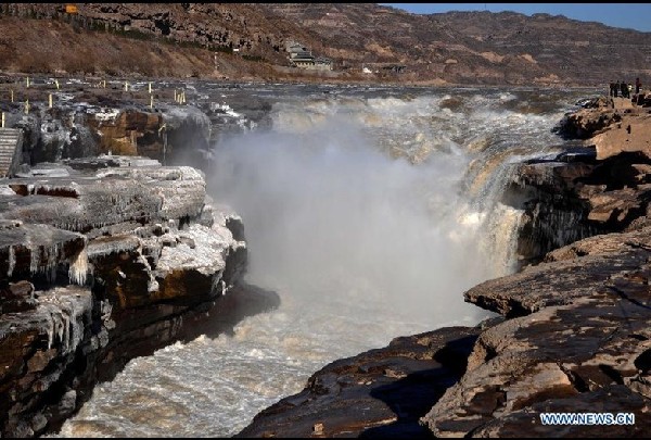 Scenery of Hukou Waterfalls of Yellow River in winter