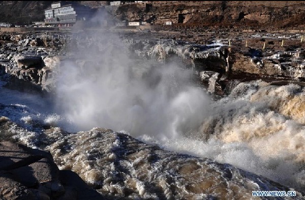 Scenery of Hukou Waterfalls of Yellow River in winter