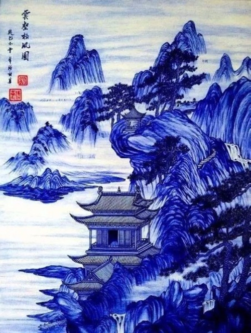 Man displays Chinese paintings in ballpoint pen