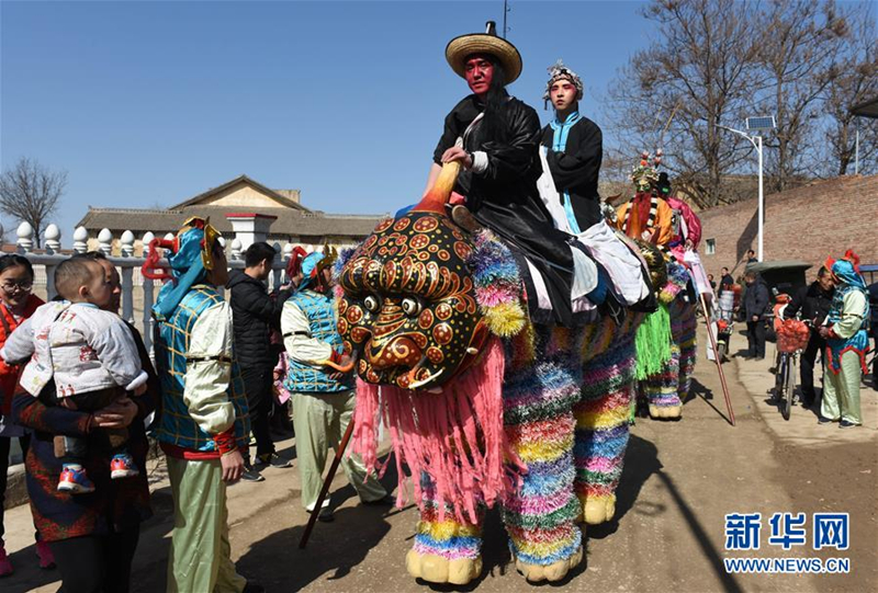 Beast stilts performance in rural Shanxi