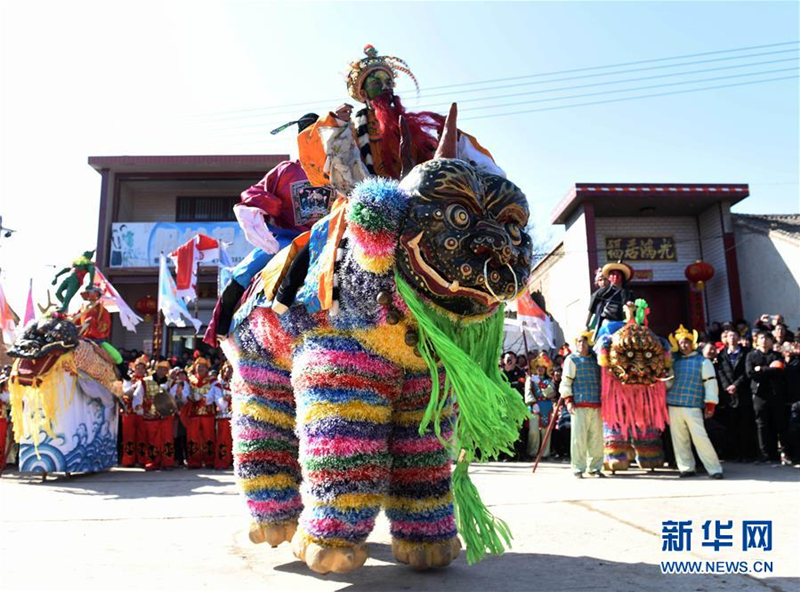 Beast stilts performance in rural Shanxi