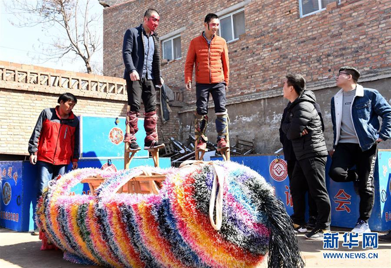 Beast stilts performance in rural Shanxi