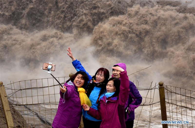 Spring flood seen at Hukou Waterfall on Yellow River