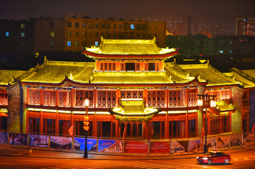 Magnificent night view of Datong city wall