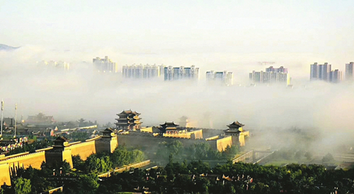 Advection fog turns Datong into magical wonderland