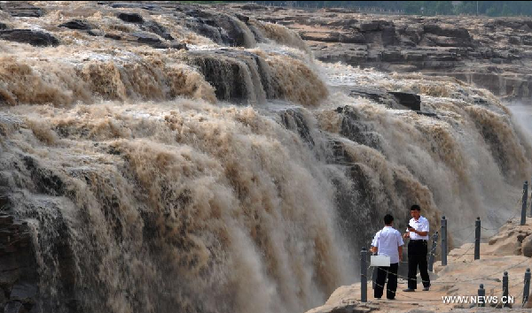 Imposing scenery of Hukou Waterfall on Yellow River