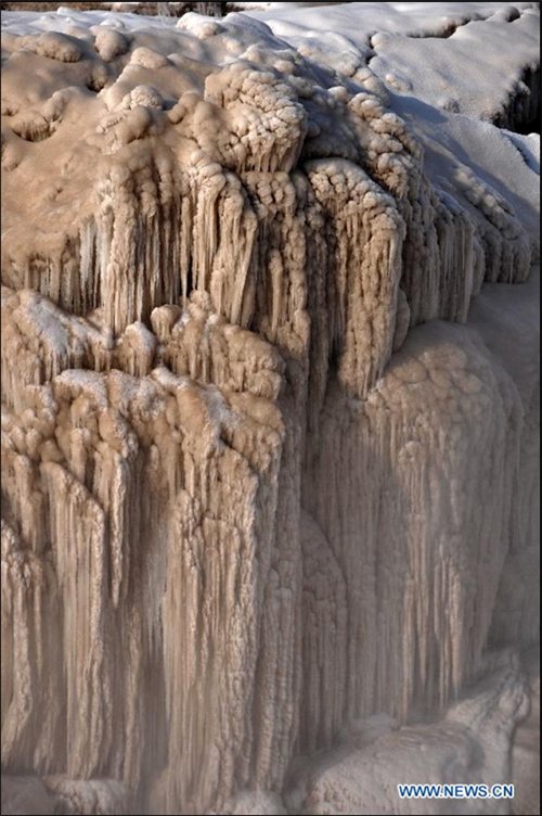 Winter scenery of Hukou Waterfall, N China's Shanxi