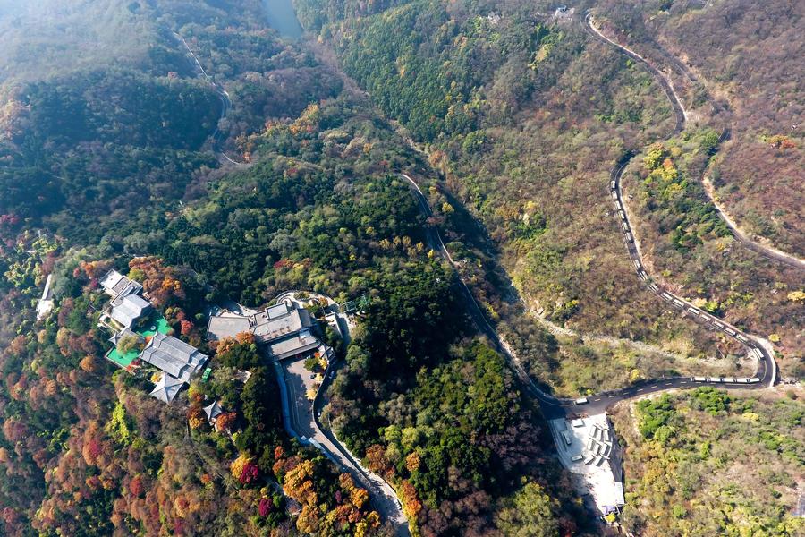 Bird's-eye view of Taishan Mountain in E China