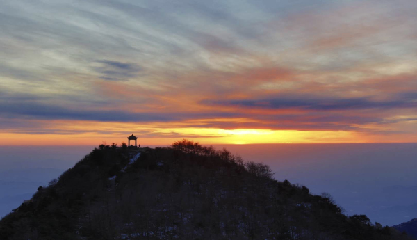 Spectacular view of Mount Tai at sunset